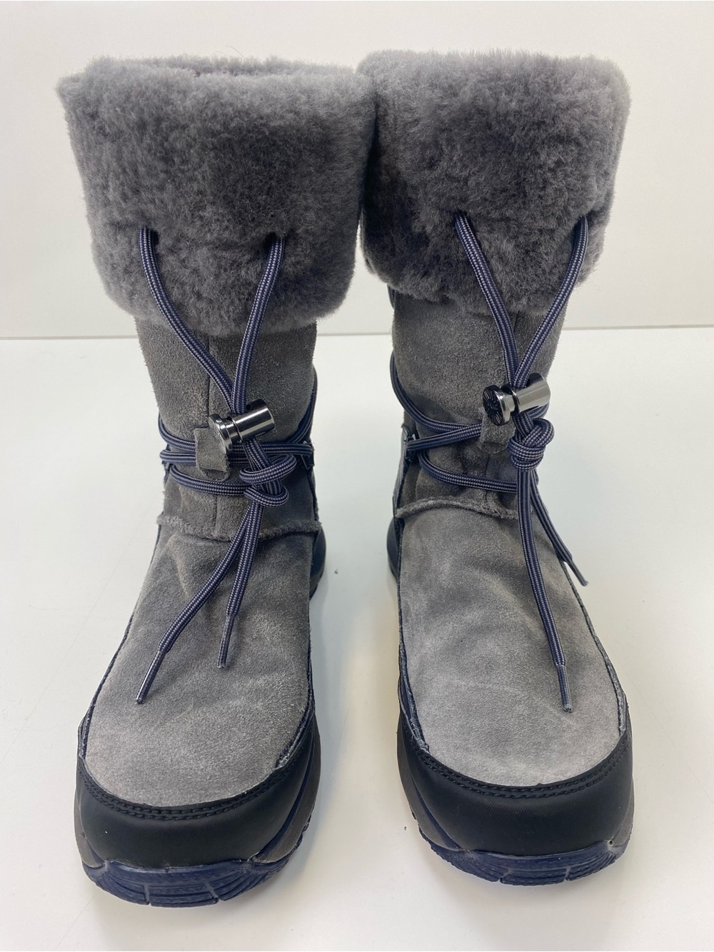 UGG Women's Gray Suede Shearling Cuff Winter Boots